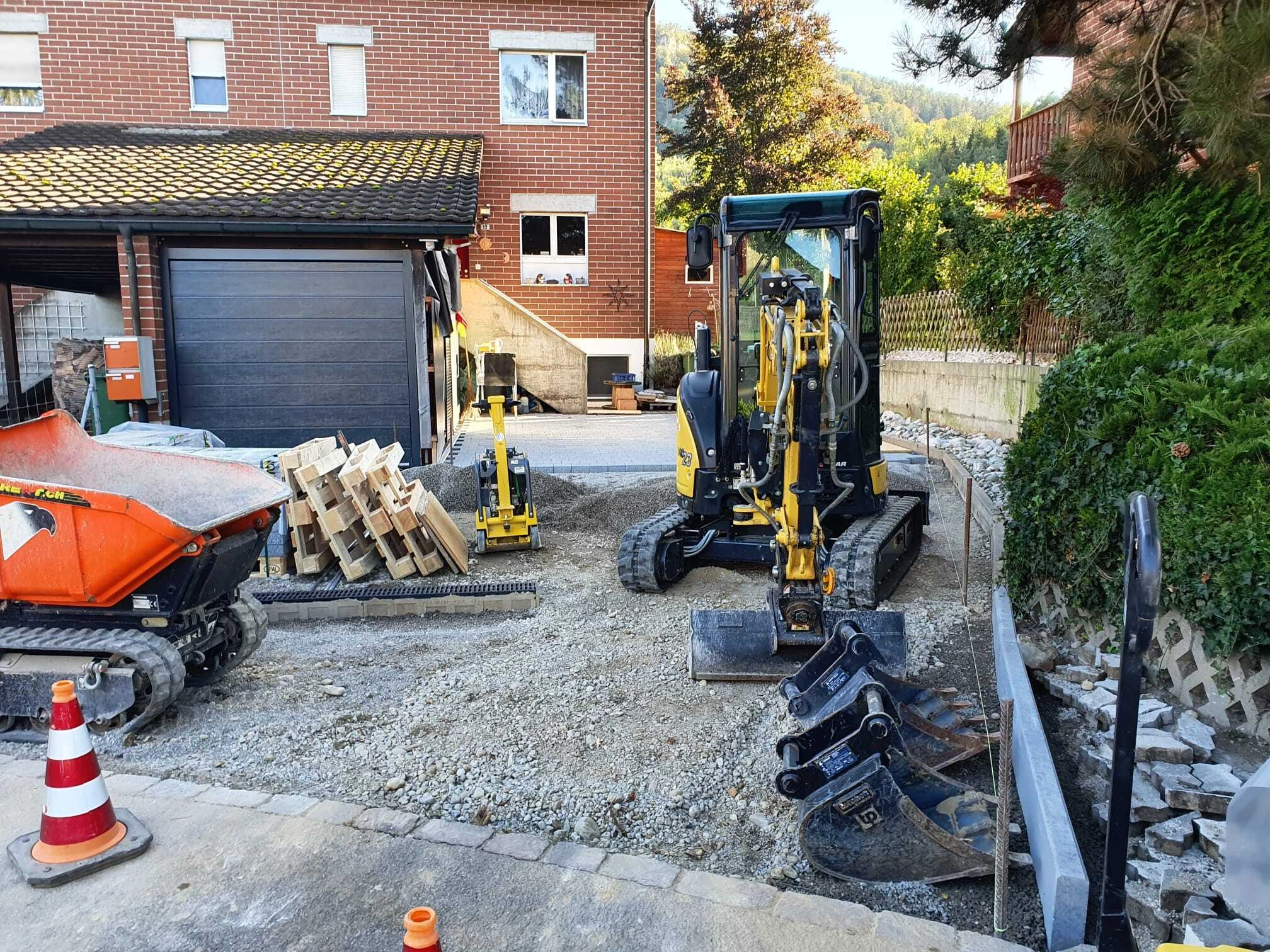 bagger arbeiten garten